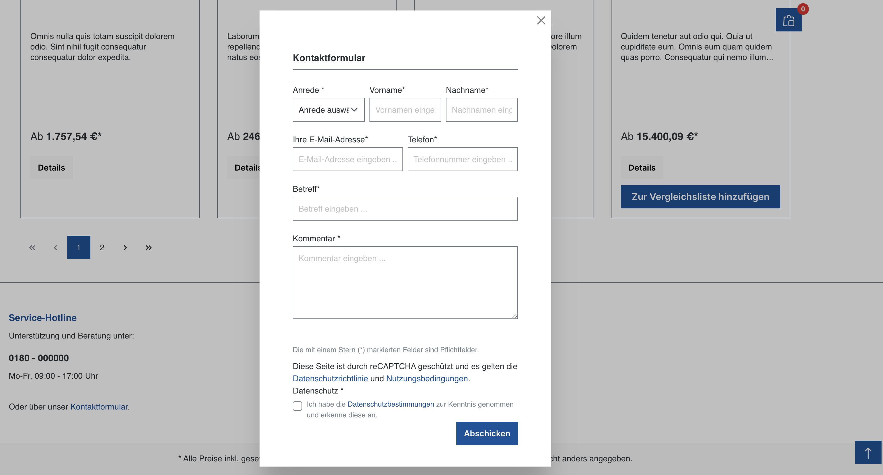 Load CMS Page Contact Form